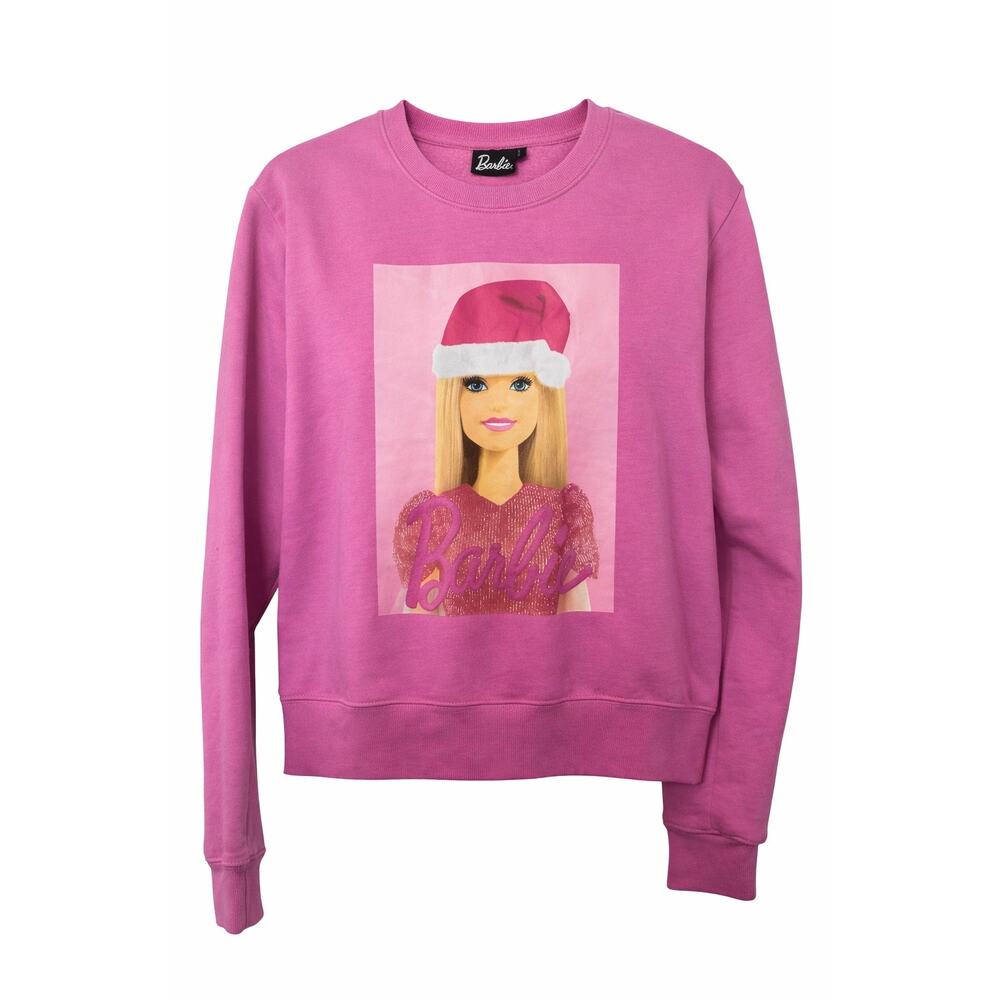 Barbie Pink Christmas Graphic Cropped Sweatshirt | Tag L Holiday Crewneck
